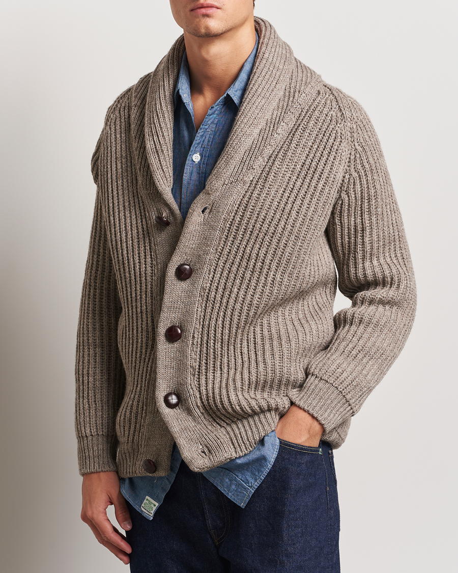 Herr | Tröjor | Peregrine | Wilkinson Ribbed Wool Cardigan Light Brown
