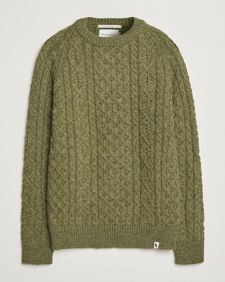 Herr | Tröjor | Peregrine | Hudson Wool Aran Knitted Jumper Apple