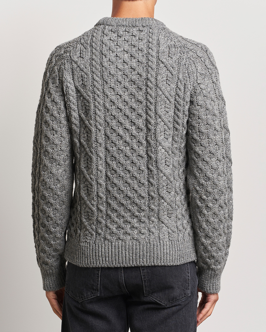 Herr | Tröjor | Peregrine | Hudson Wool Aran Knitted Jumper Steel