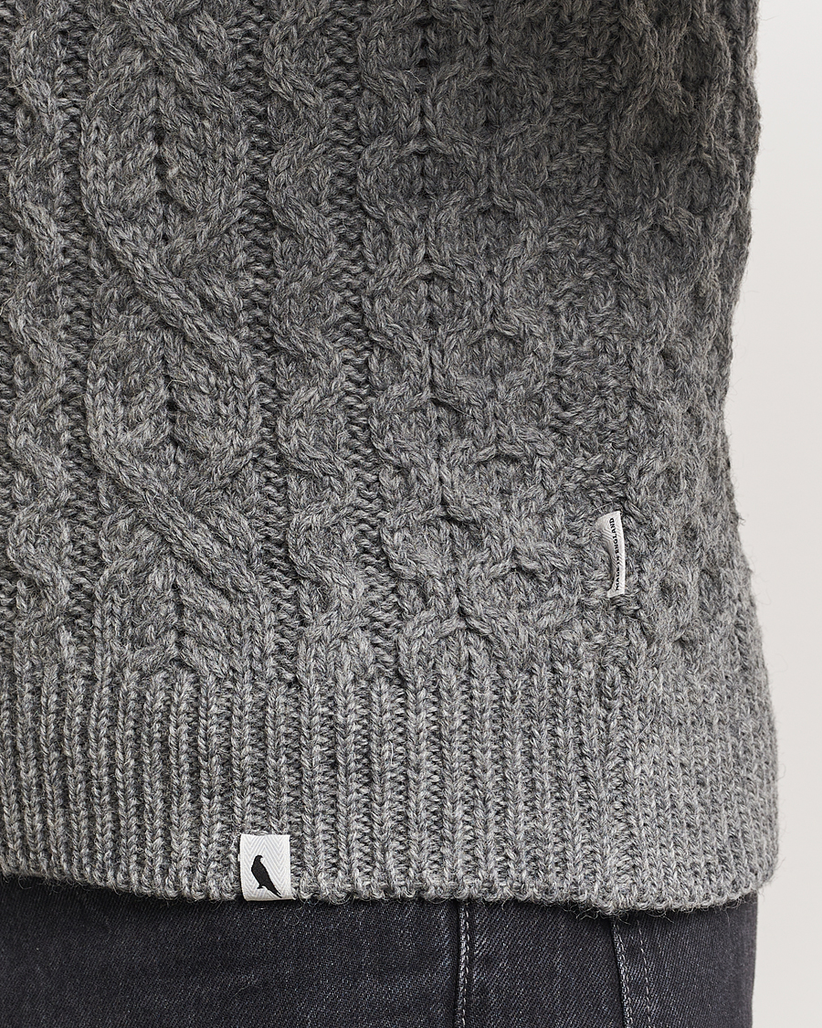 Herr | Tröjor | Peregrine | Hudson Wool Aran Knitted Jumper Steel