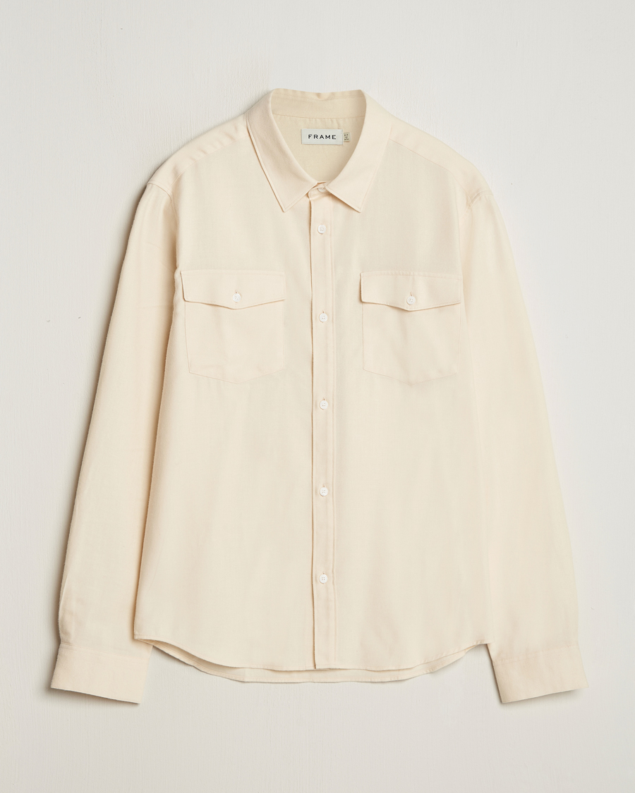 Herr | Skjortor | FRAME | Double Pocket Wool Blend Shirt Off White