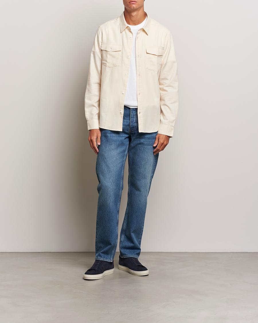 Herr | Skjortor | FRAME | Double Pocket Wool Blend Shirt Off White
