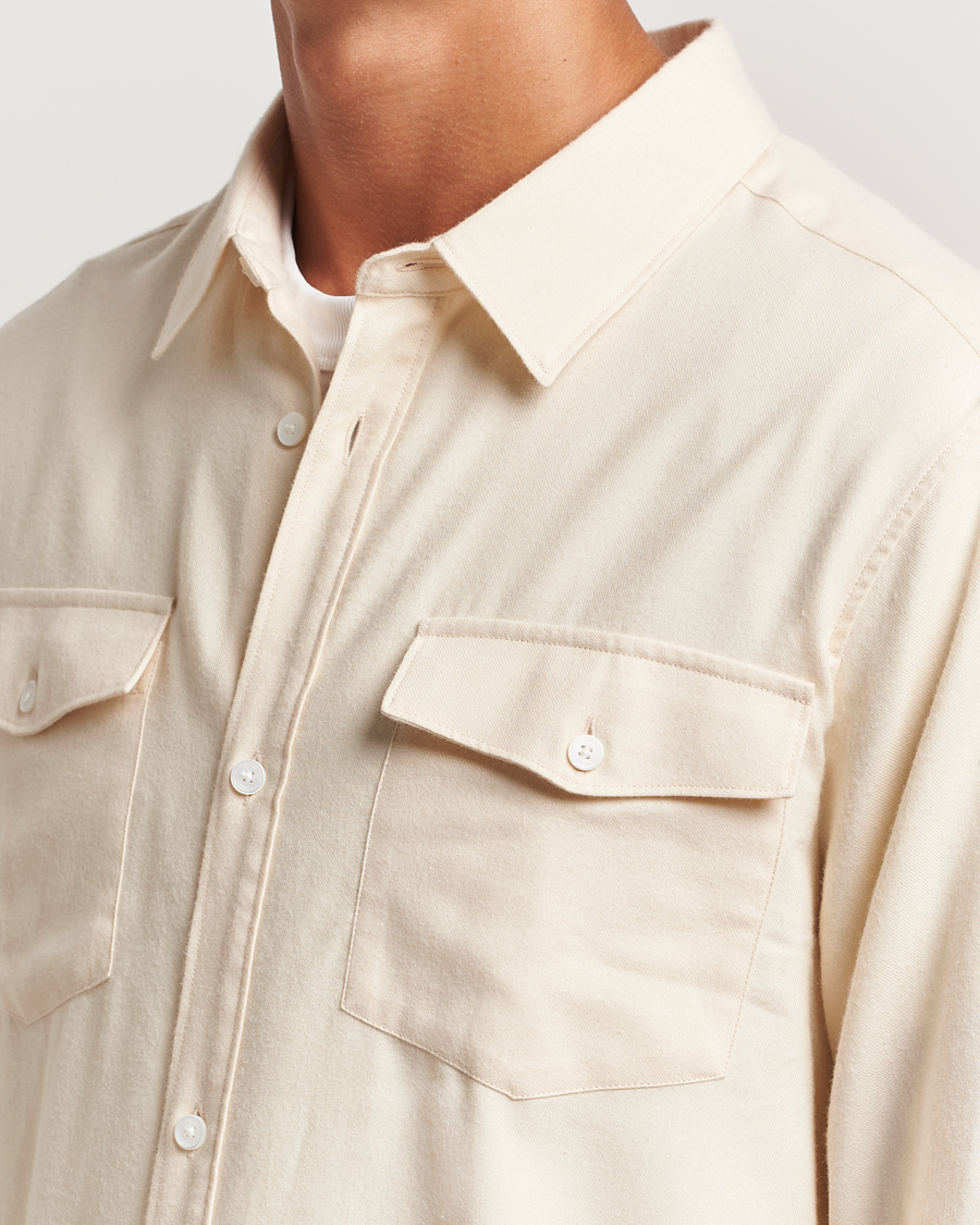 Herr | Skjortor | FRAME | Double Pocket Wool Blend Shirt Off White