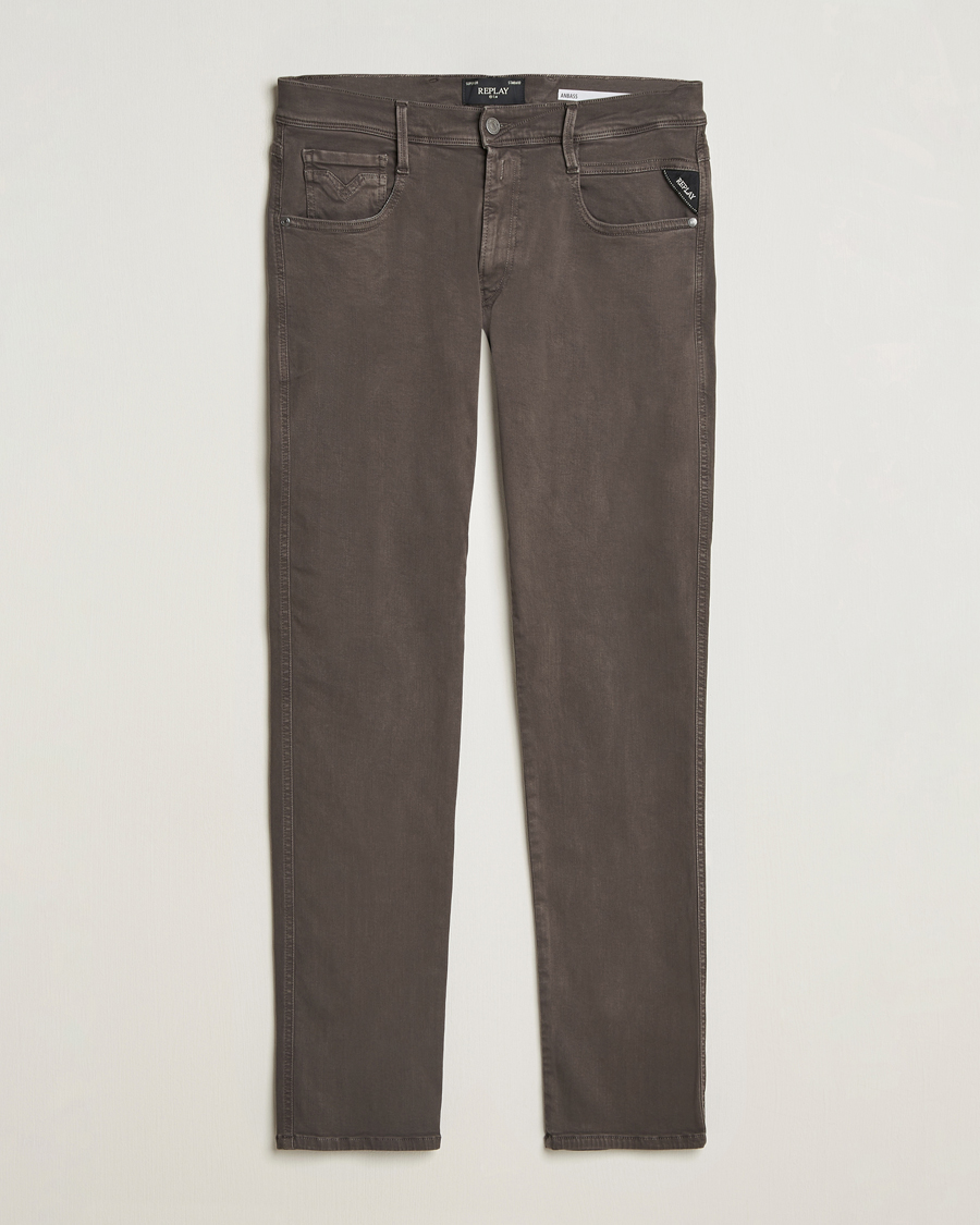 Herr | Byxor | Replay | Anbass Hyperflex X.Lite 5-Pocket Pants Wood Grey