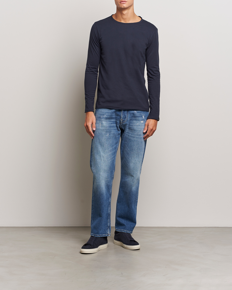 Herr | T-Shirts | Replay | Crew Neck Long Sleeve T-Shirt Night Blue