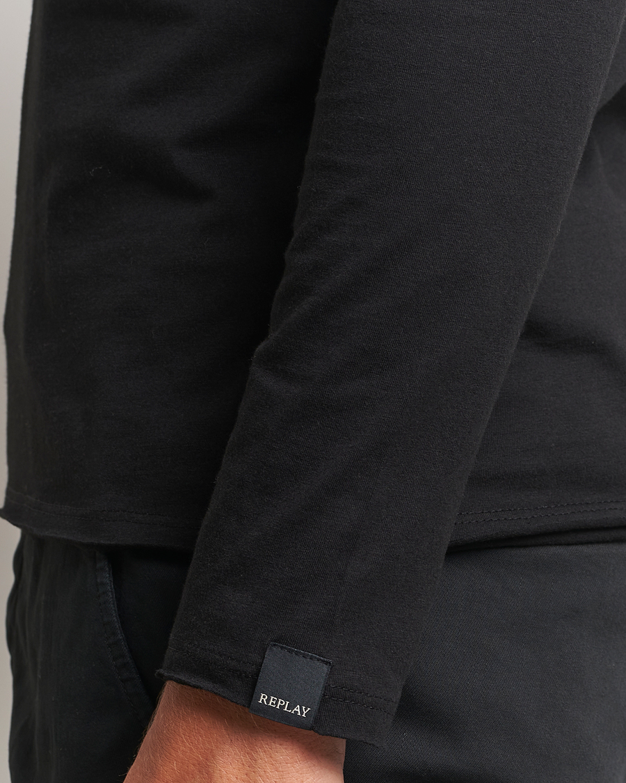 Herr | T-Shirts | Replay | Crew Neck Long Sleeve T-Shirt Black