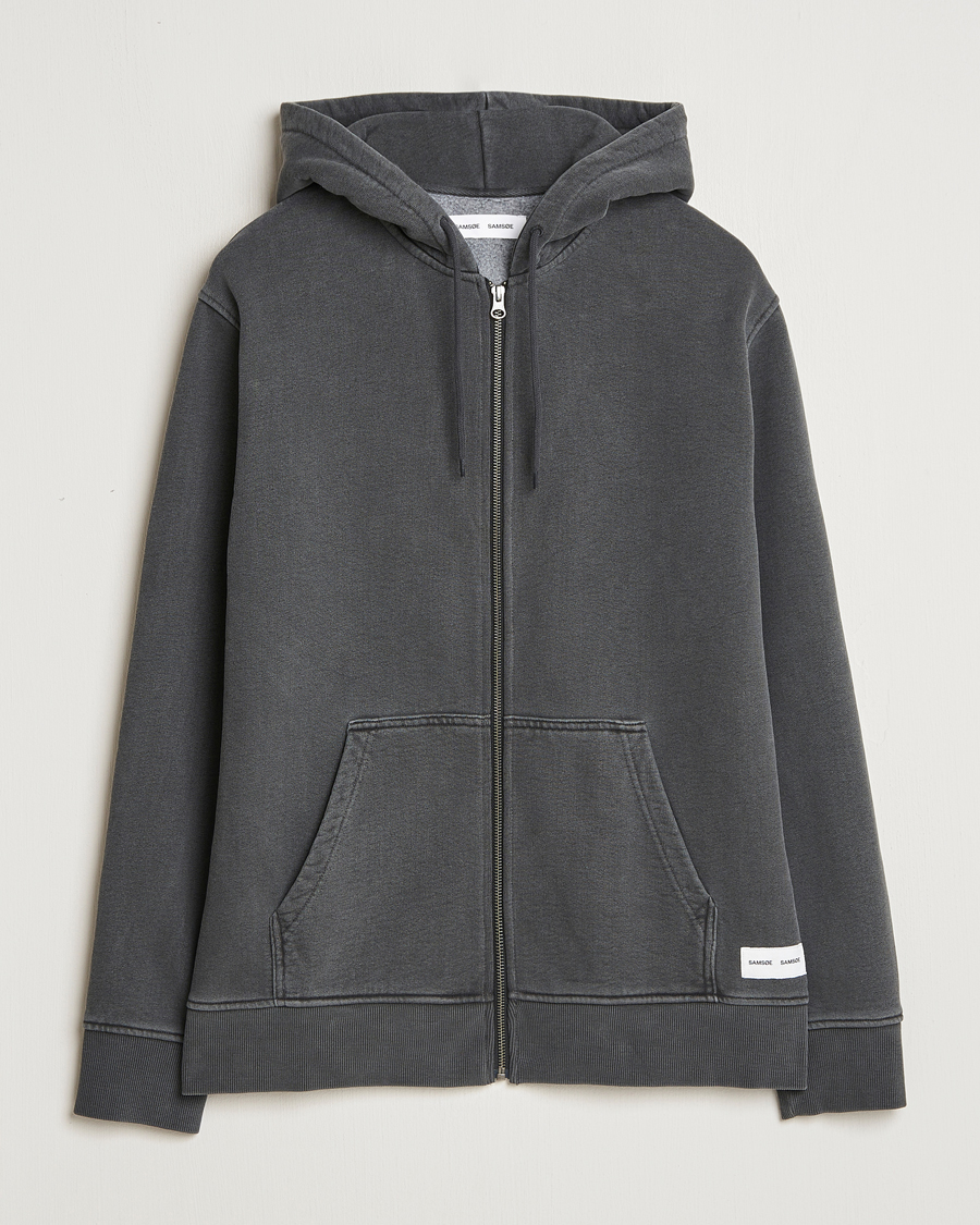 Herr | Tröjor | Samsøe Samsøe | Pigment Dyed Full Zip Hoodie Black