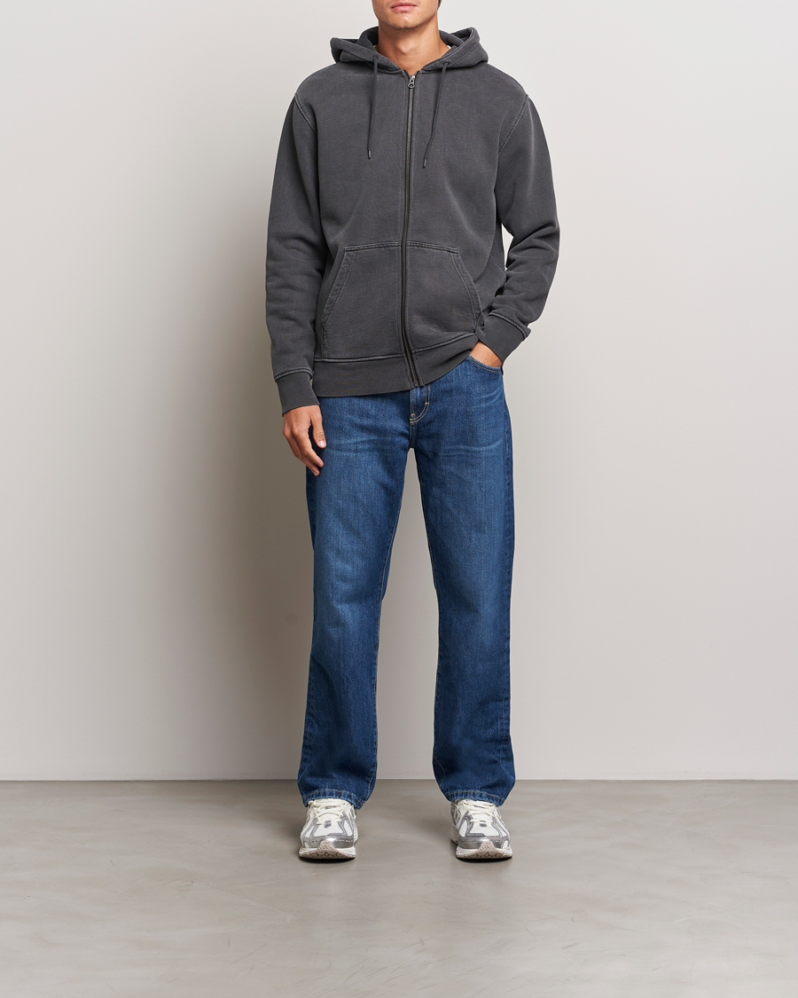 Herr | Tröjor | Samsøe Samsøe | Pigment Dyed Full Zip Hoodie Black