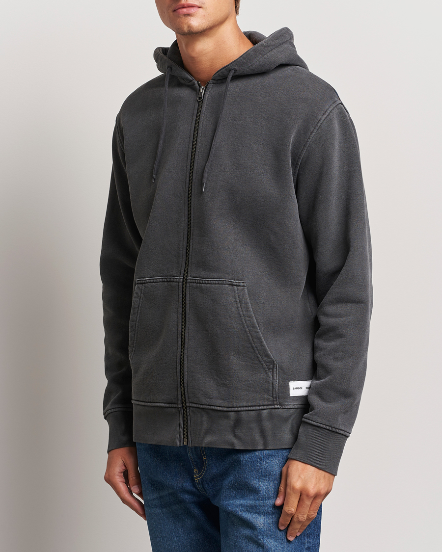 Herr | Tröjor | Samsøe Samsøe | Pigment Dyed Full Zip Hoodie Black