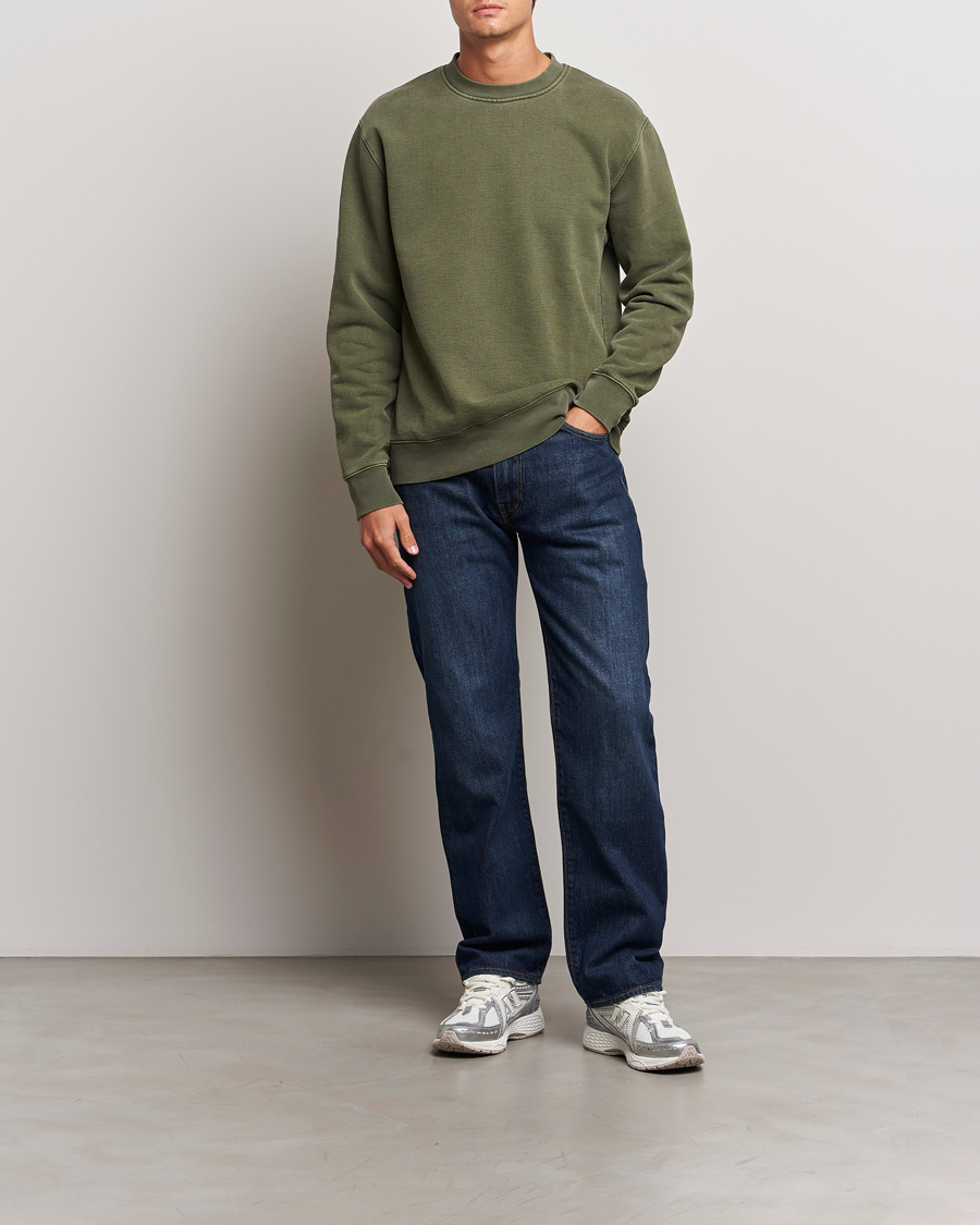 Herr | Tröjor | Samsøe Samsøe | Pigment Dyed Crew Neck Sweatshirt Forest Night