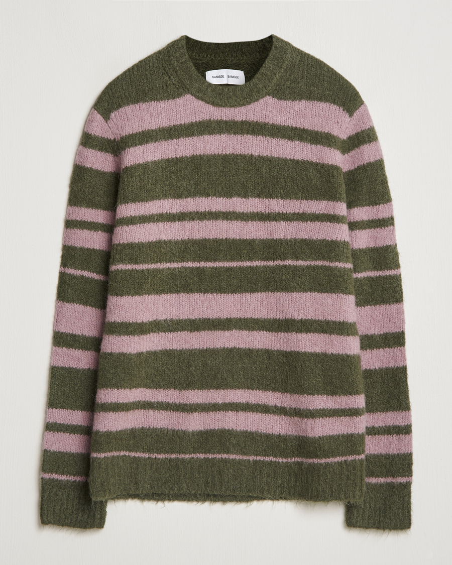 Herr | Tröjor | Samsøe Samsøe | Arin Mohair Striped Sweater Green/Pink