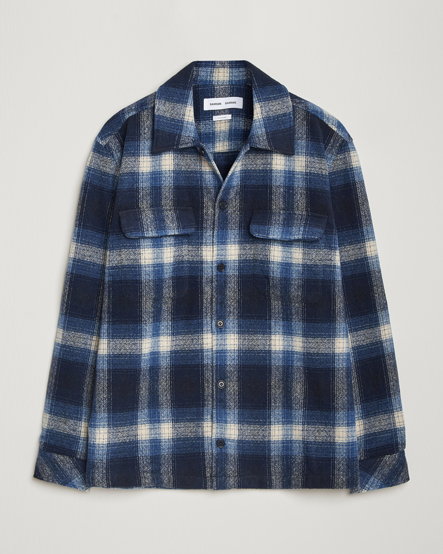 Herr | Skjortor | Samsøe Samsøe | Castor Checked Overshirt True Navy