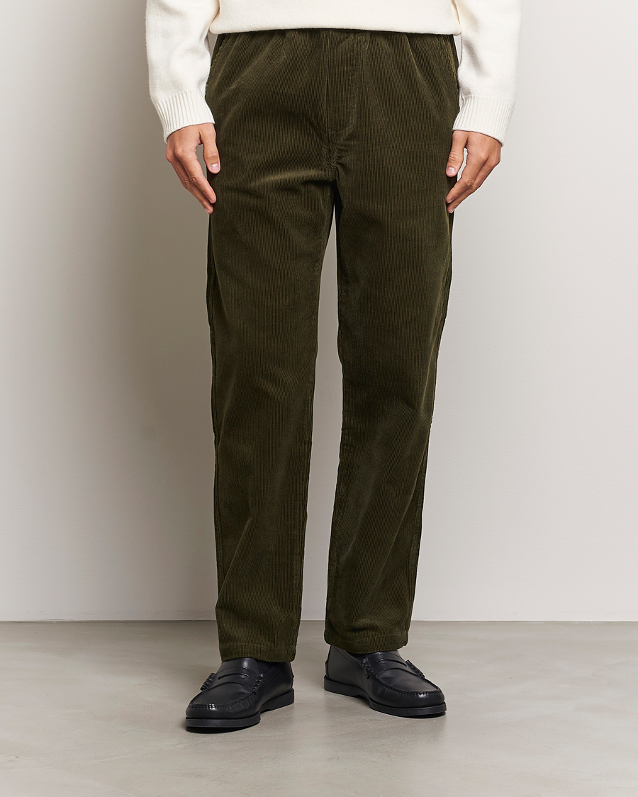 Herr | Byxor | Samsøe Samsøe | Jabari Corduroy Drawstring Trousers Forest Night