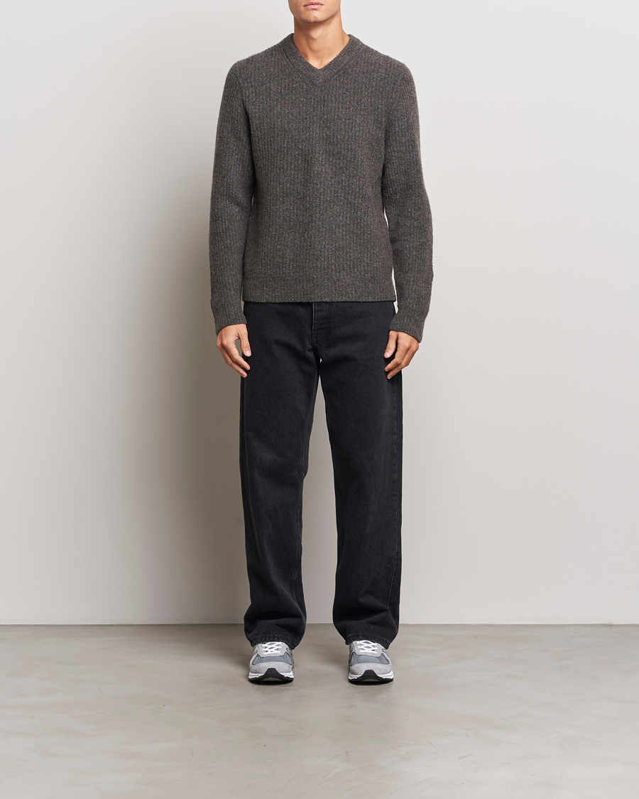 Herr | Tröjor | Samsøe Samsøe | Koji Rib Knitted V-Neck Volcanic Ash