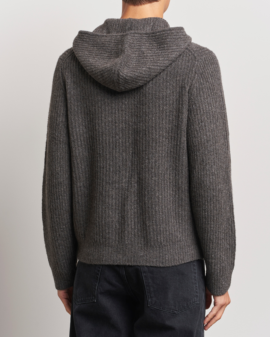 Herr | Tröjor | Samsøe Samsøe | Koji Rib Knitted Hooded Full Zip Volcanic Ash