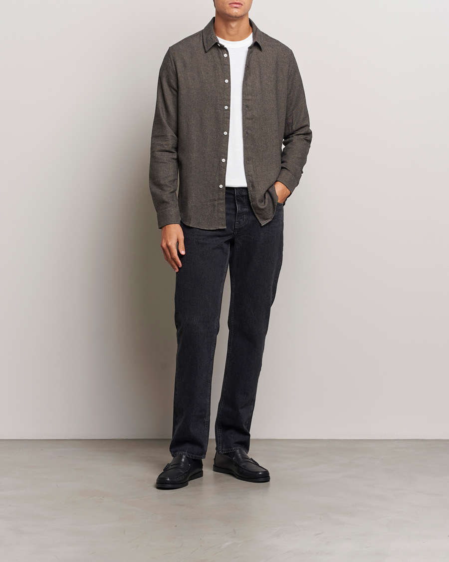Herr | Skjortor | Samsøe Samsøe | Liam Brushed Flannel Shirt Major Brown Melange
