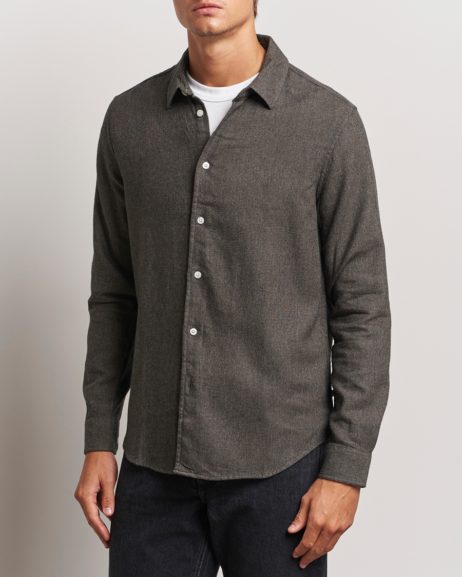 Herr | Skjortor | Samsøe Samsøe | Liam Brushed Flannel Shirt Major Brown Melange