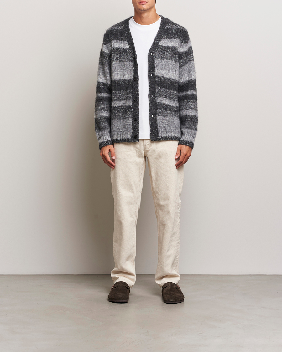 Herr | Tröjor | Samsøe Samsøe | Ari Mohair Striped Cardigan Grey