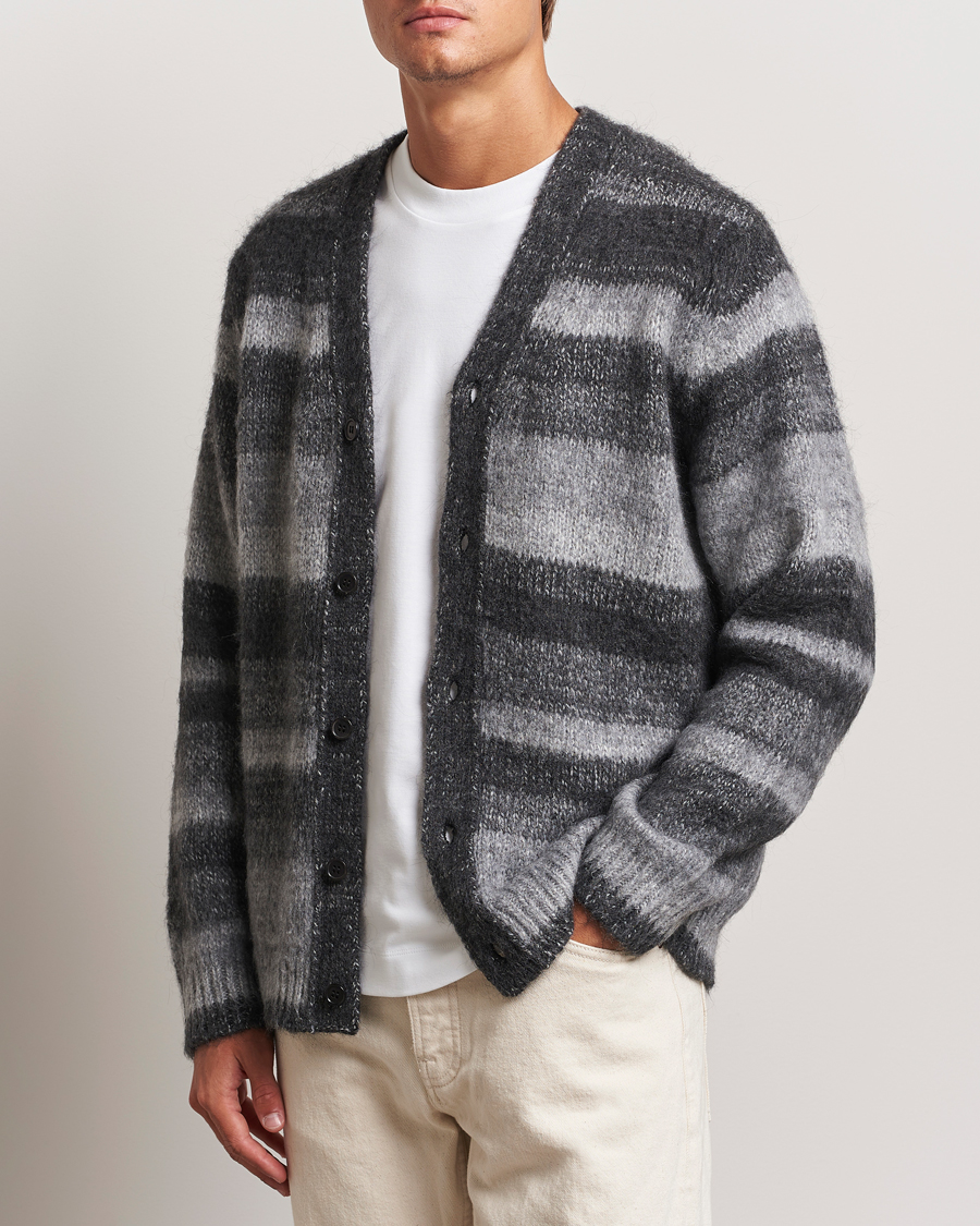 Herr | Tröjor | Samsøe Samsøe | Ari Mohair Striped Cardigan Grey