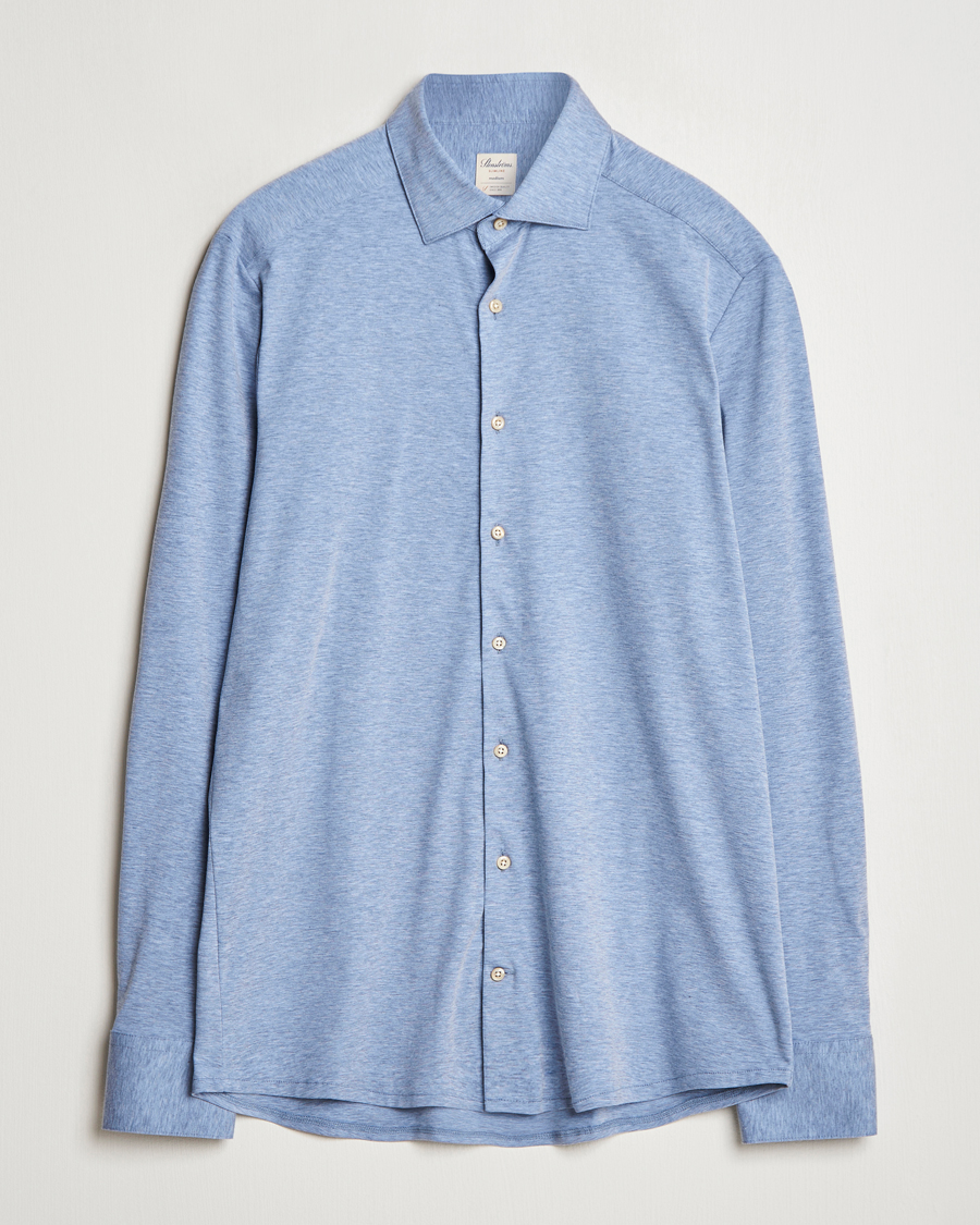 Herr | Skjortor | Stenströms | Slimline 4-Way Stretch Jersey Shirt Blue