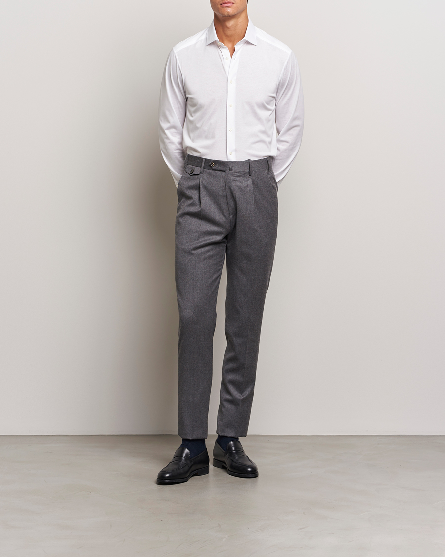 Herr | Skjortor | Stenströms | Slimline Stretch Jersey Shirt White