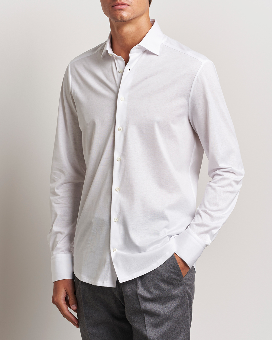 Herr | Skjortor | Stenströms | Slimline Stretch Jersey Shirt White