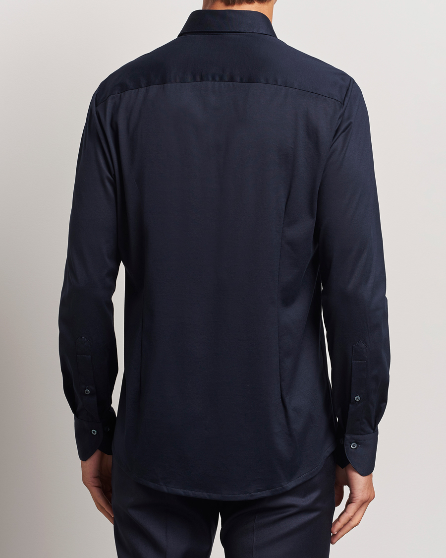 Herr | Skjortor | Stenströms | Slimline Stretch Jersey Shirt Navy