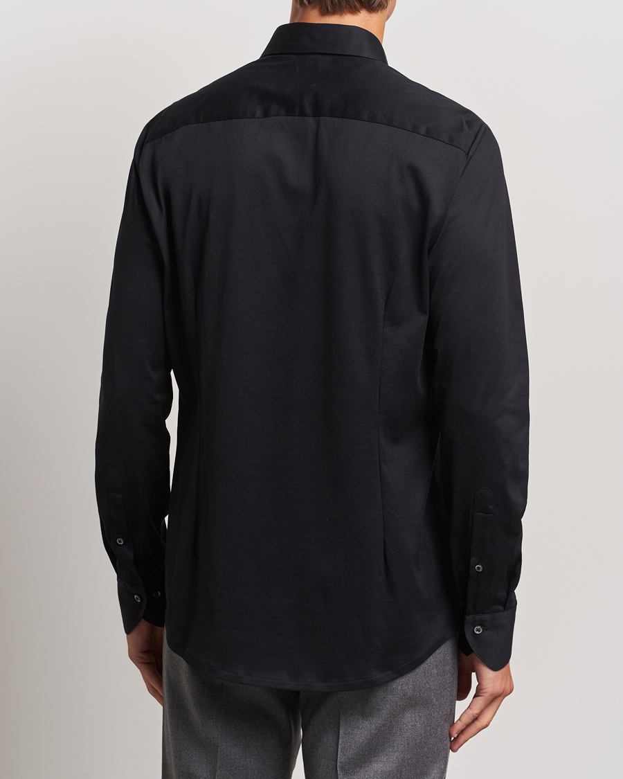 Herr | Skjortor | Stenströms | Slimline Stretch Jersey Shirt Black