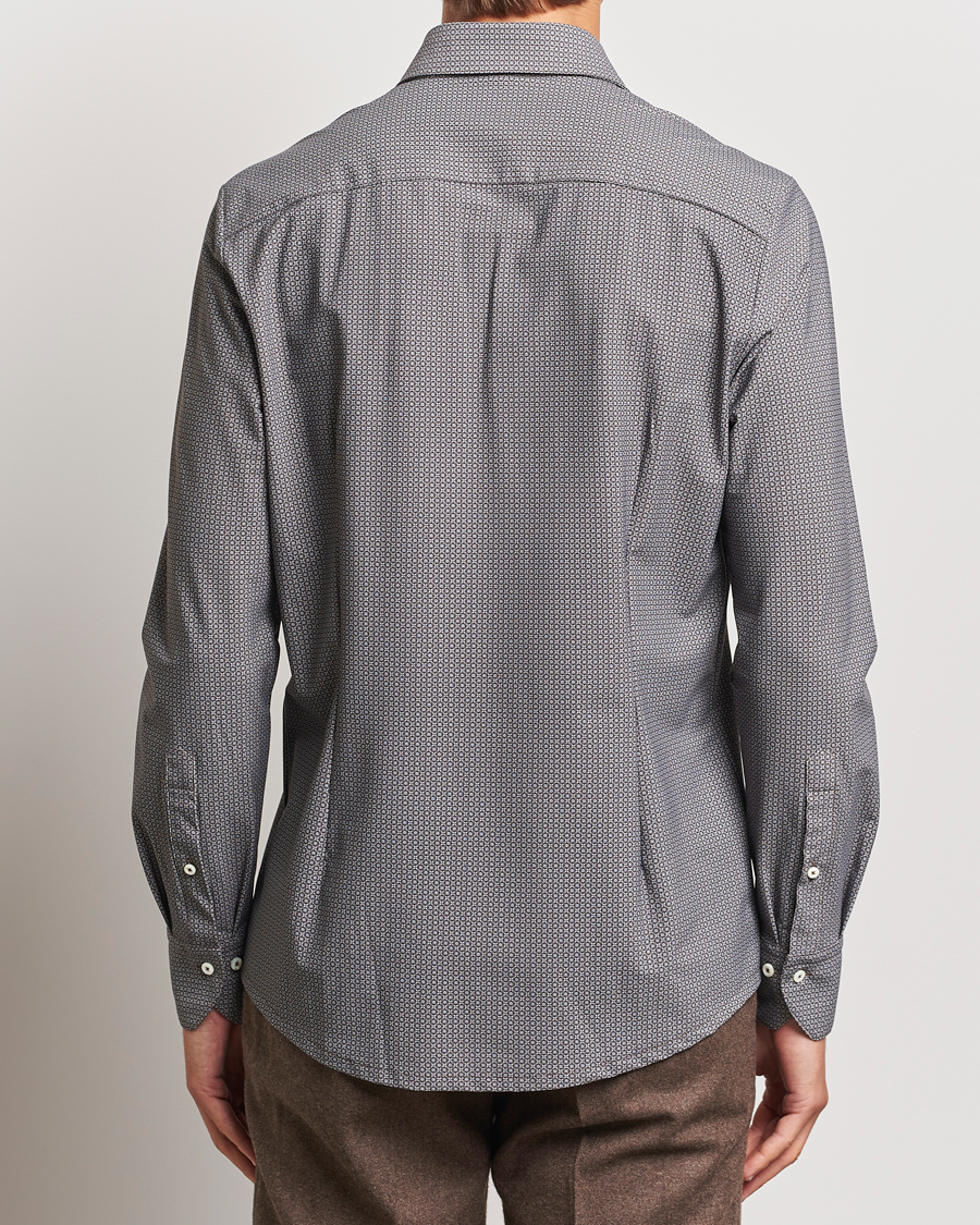 Herr | Skjortor | Stenströms | Slimline 4-Way Stretch Print Shirt Brown