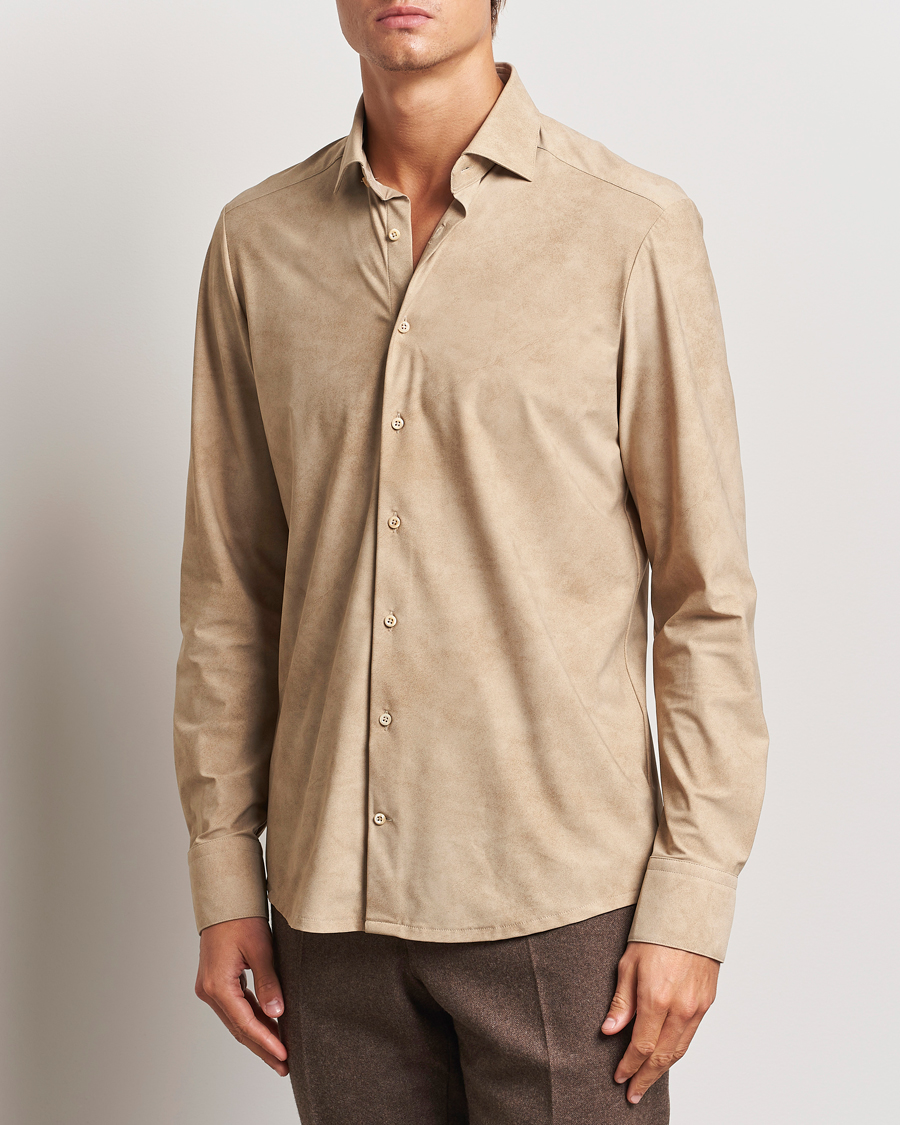 Herr | Skjortor | Stenströms | Slimline 4-Way Stretch Shirt Beige