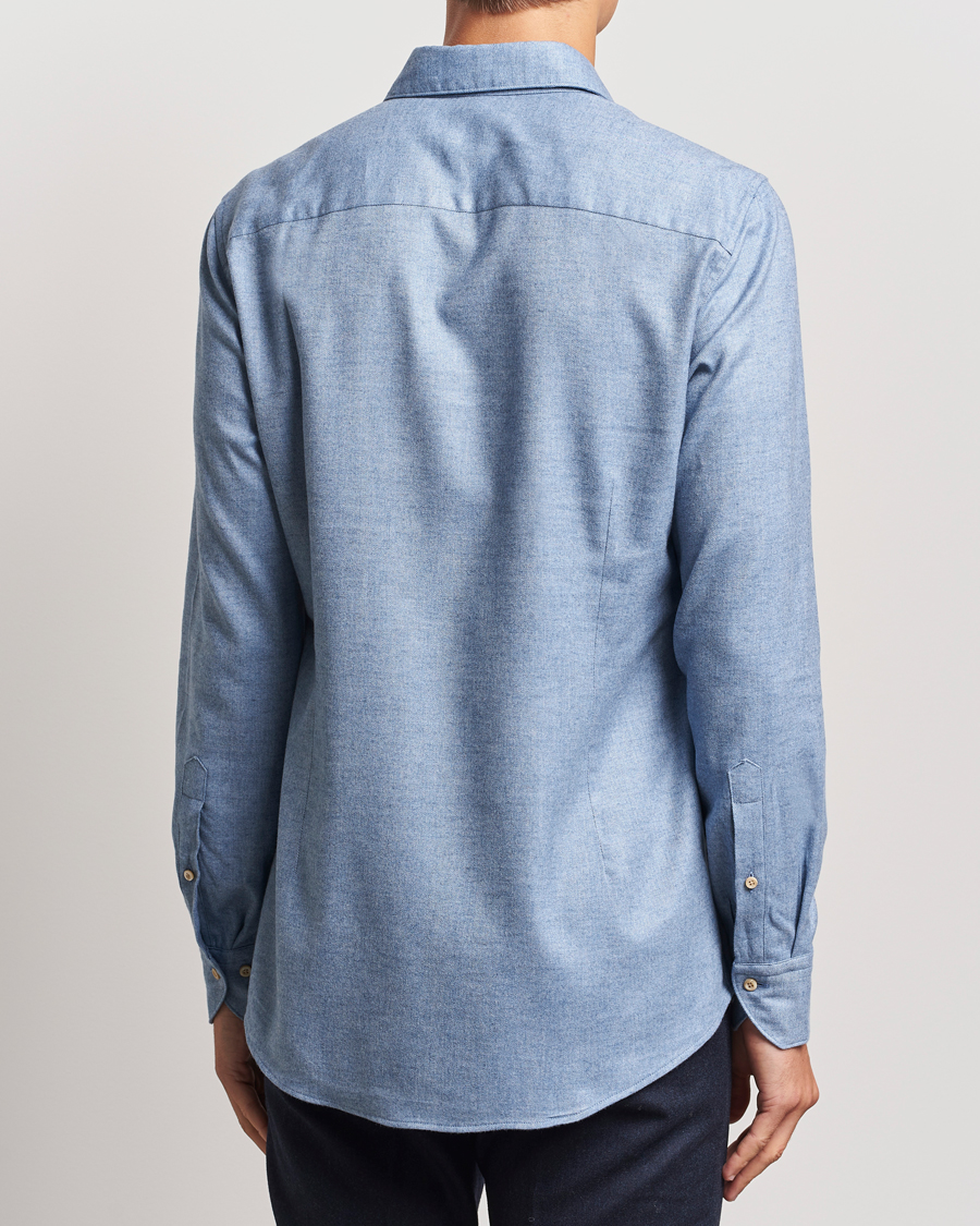 Herr | Skjortor | Stenströms | Slimline Brushed Cotton/Lyocell Cut Away Shirt Blue