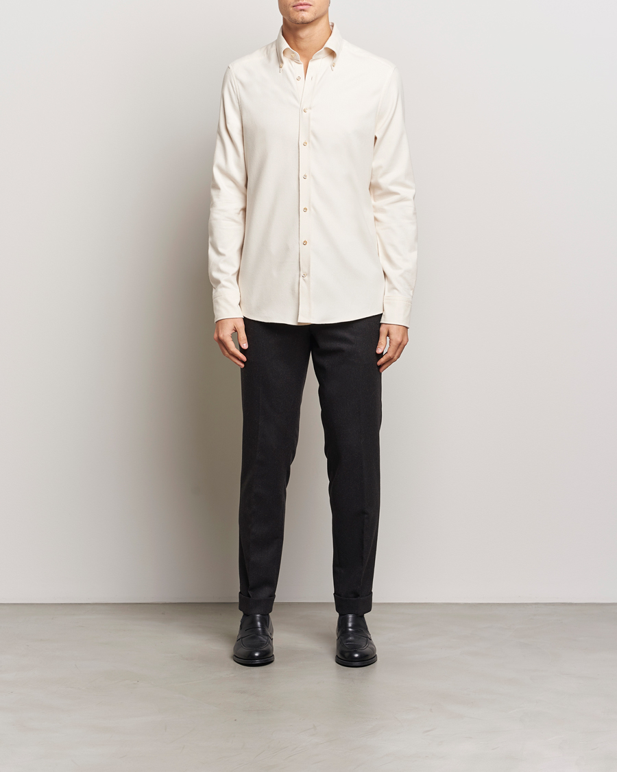 Herr | Skjortor | Stenströms | Slimline Flannel Shirt Beige