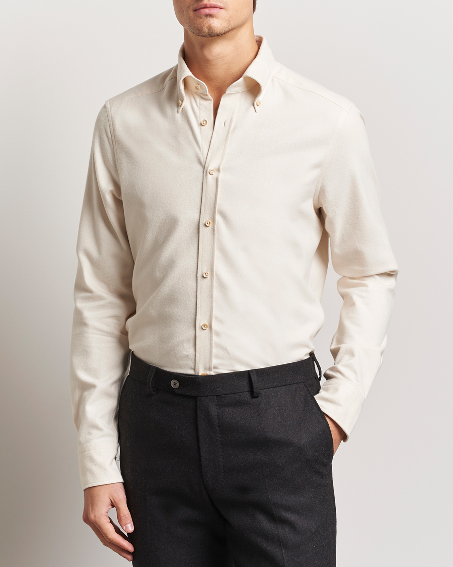 Herr | Skjortor | Stenströms | Slimline Flannel Shirt Beige