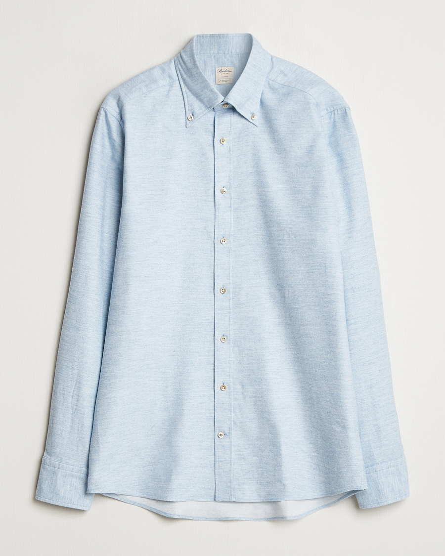 Herr | Skjortor | Stenströms | Slimline Flannel Shirt Light Blue