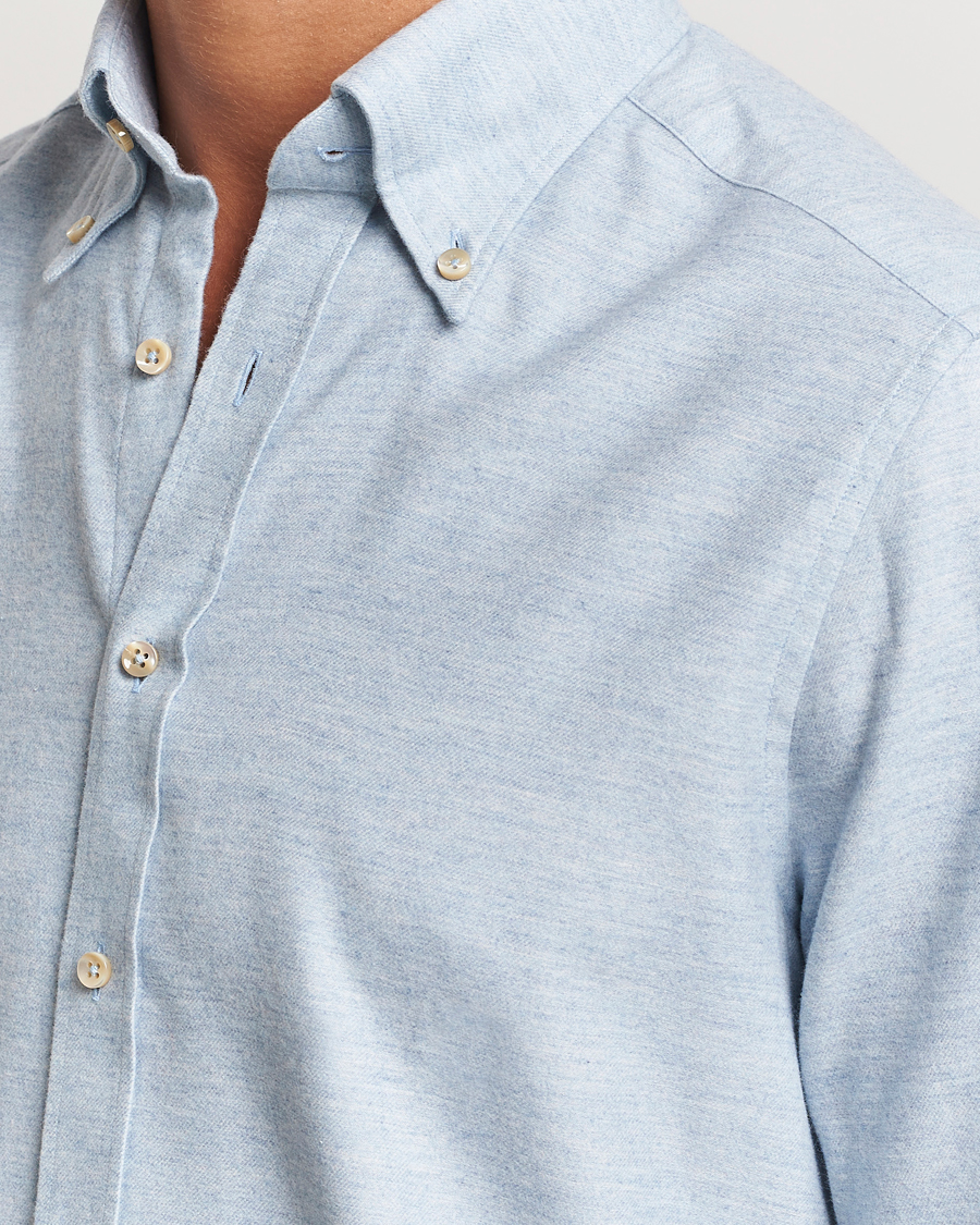 Herr | Skjortor | Stenströms | Slimline Flannel Shirt Light Blue