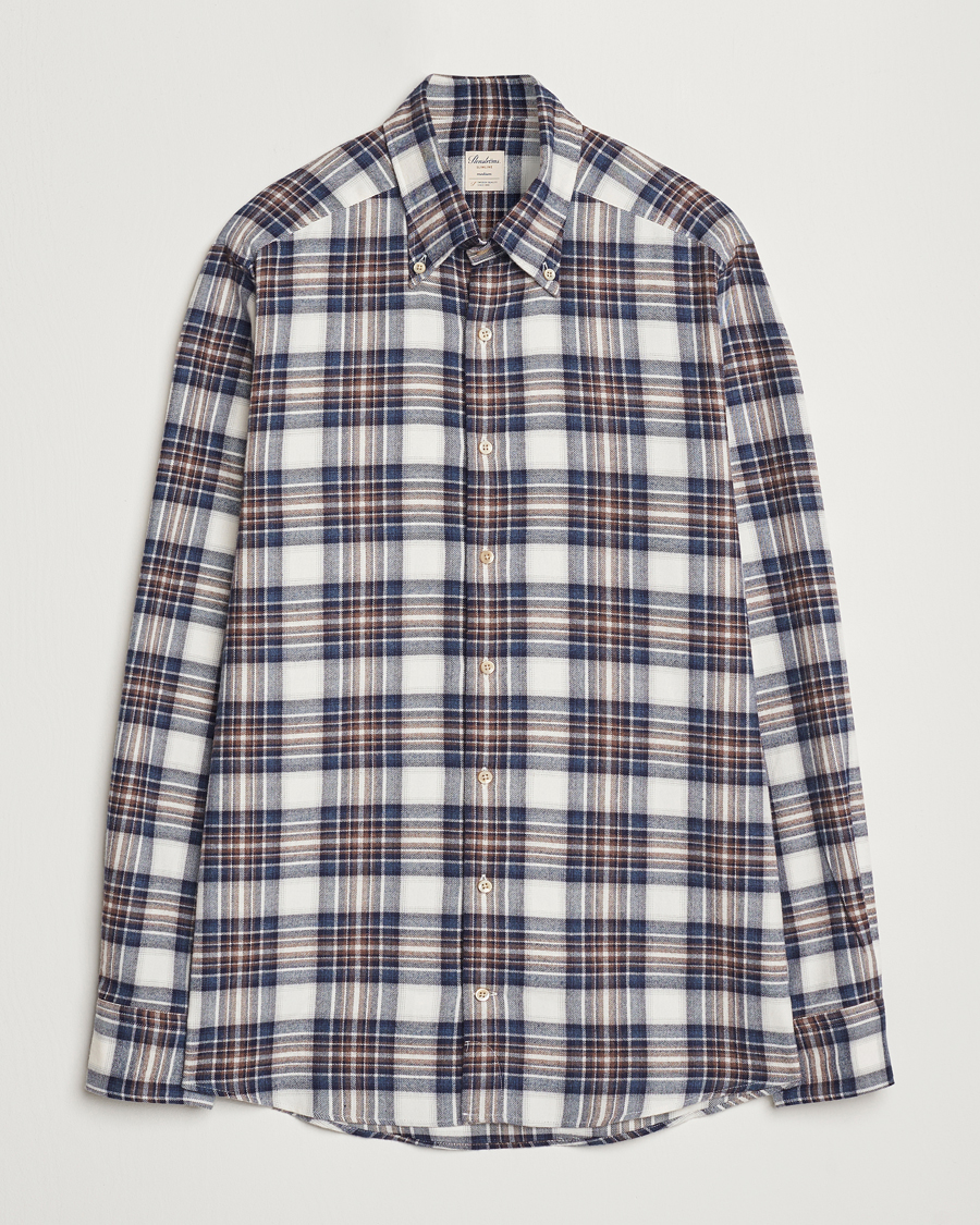 Herr | Skjortor | Stenströms | Slimline Flannel Big Checked Shirt Blue/Brown