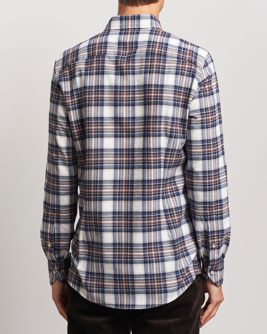 Herr | Skjortor | Stenströms | Slimline Flannel Big Checked Shirt Blue/Brown