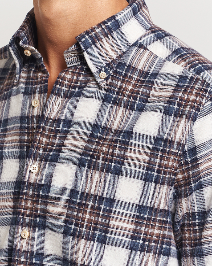 Herr | Skjortor | Stenströms | Slimline Flannel Big Checked Shirt Blue/Brown