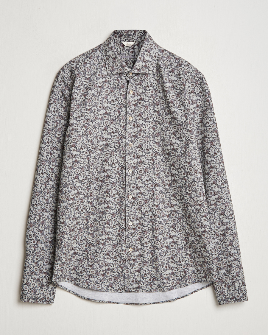 Herr | Skjortor | Stenströms | Slimline Washed Floral Print Shirt Grey