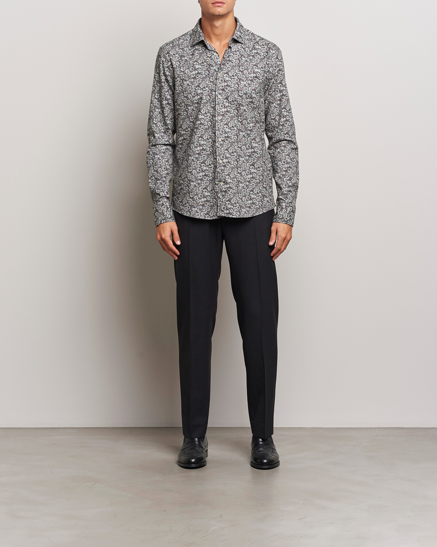 Herr | Skjortor | Stenströms | Slimline Washed Floral Print Shirt Grey