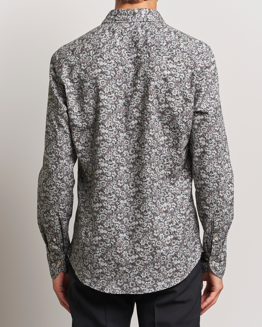 Herr | Skjortor | Stenströms | Slimline Washed Floral Print Shirt Grey