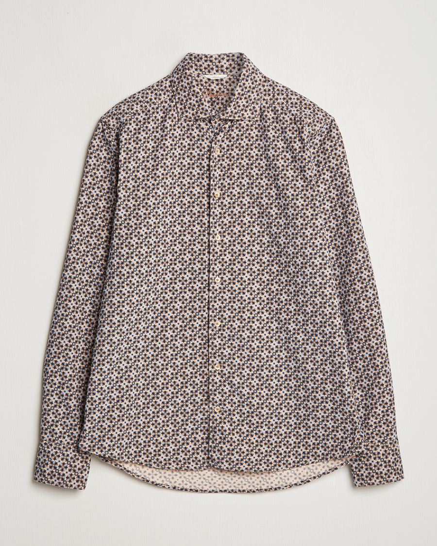Herr | Skjortor | Stenströms | Slimline Printed Cord Shirt Brown