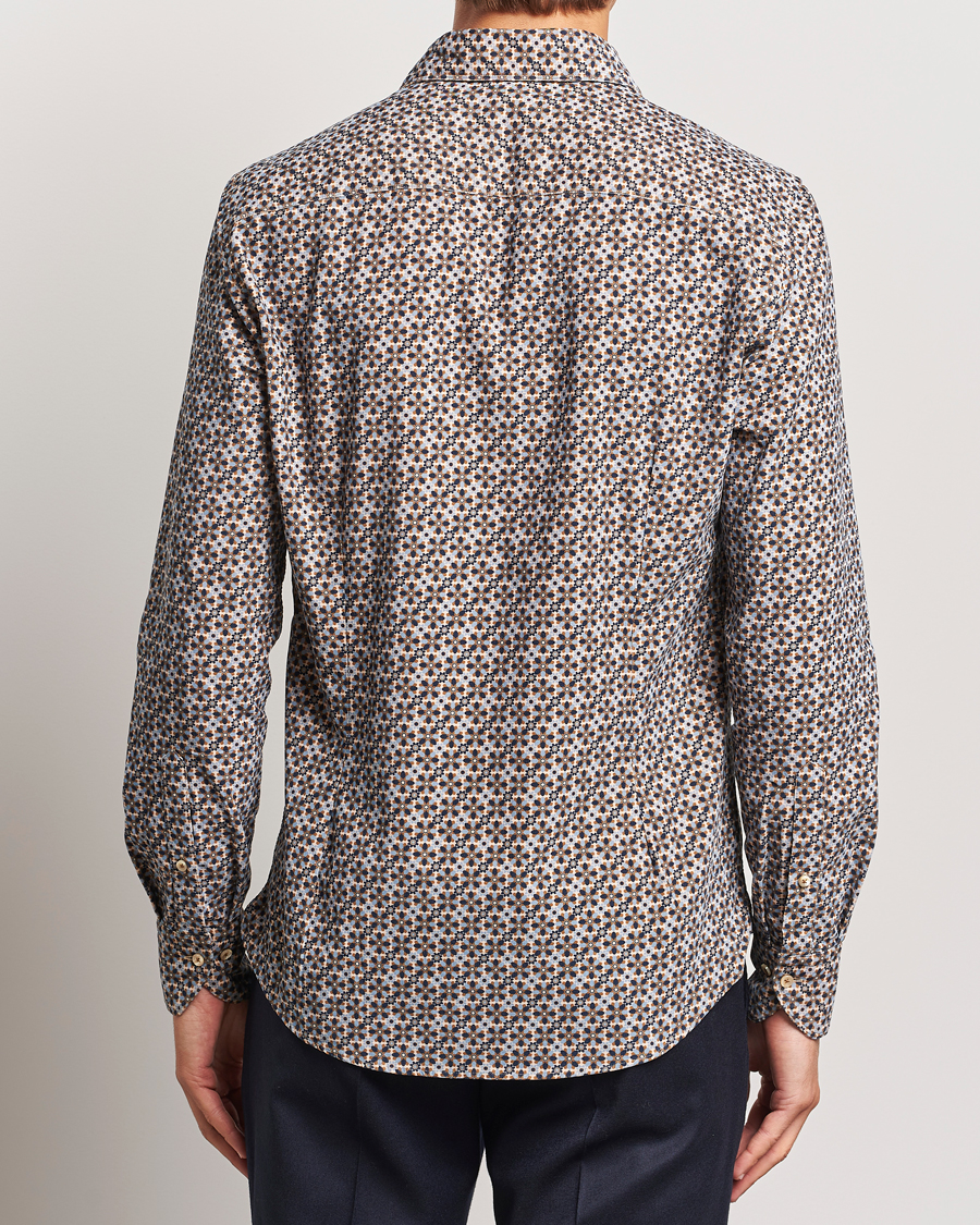 Herr | Skjortor | Stenströms | Slimline Printed Cord Shirt Brown