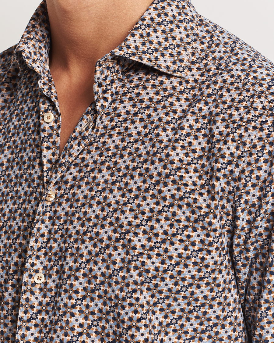 Herr | Skjortor | Stenströms | Slimline Printed Cord Shirt Brown