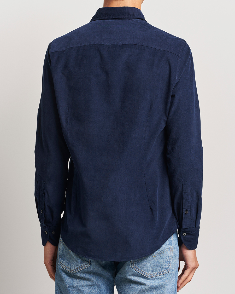 Herr | Skjortor | Stenströms | Slimline Cut Away Cord Shirt Blue