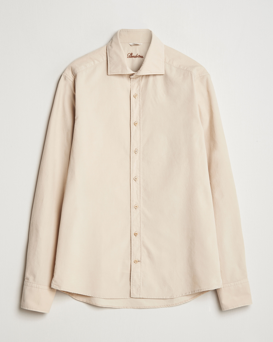 Herr | Skjortor | Stenströms | Slimline Cut Away Cord Shirt Beige
