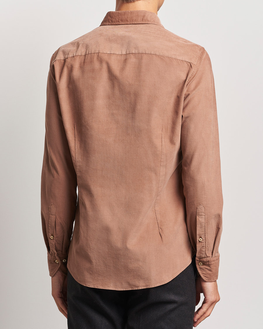 Herr | Skjortor | Stenströms | Slimline Cut Away Cord Shirt Light Brown