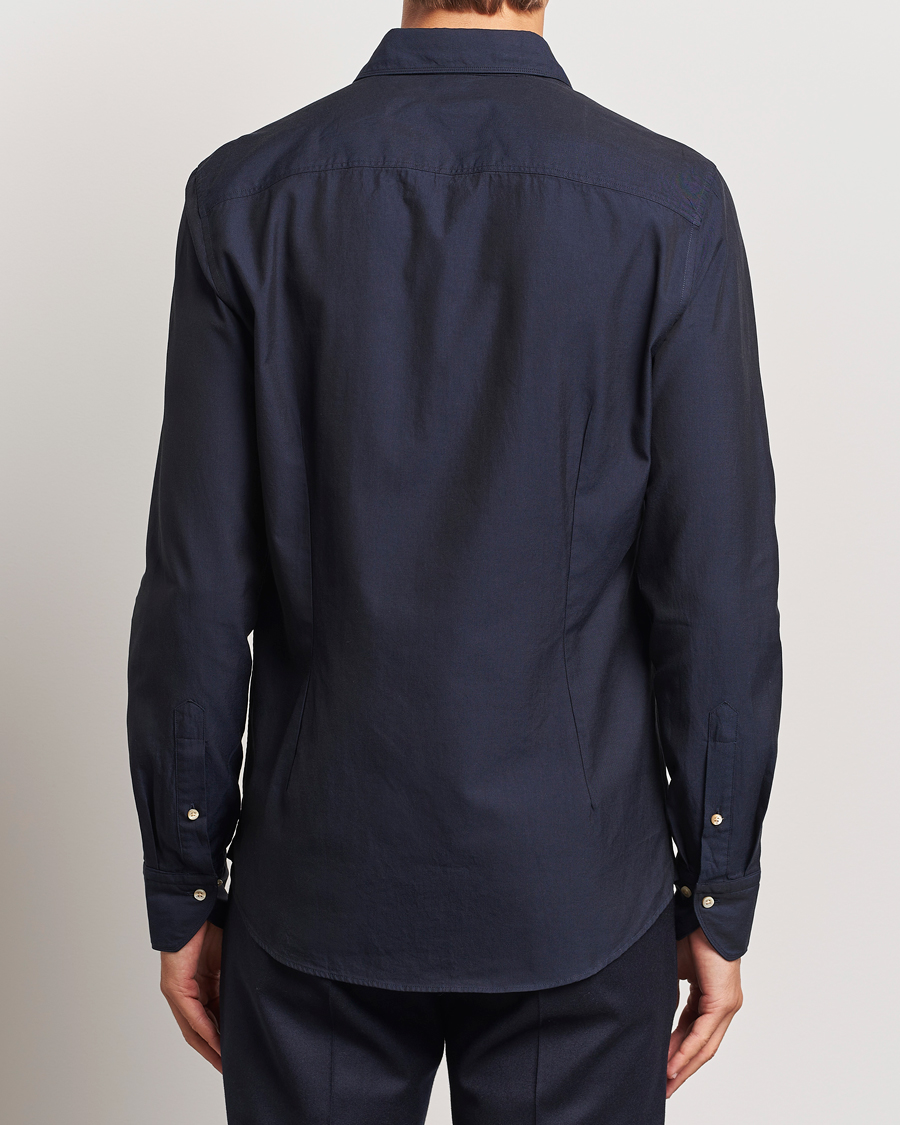 Herr | Skjortor | Stenströms | Slimline Cut Away Washed Twill Shirt Navy