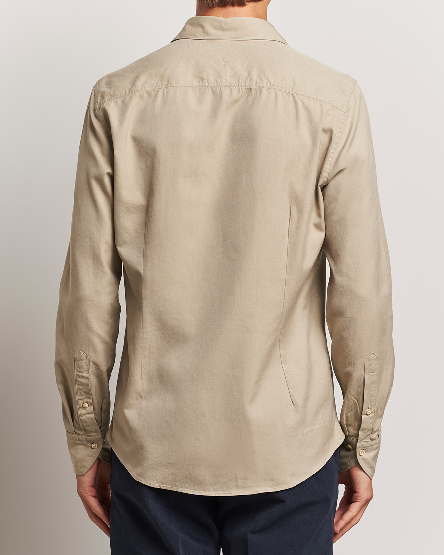 Herr | Skjortor | Stenströms | Slimline Cut Away Washed Twill Shirt Beige