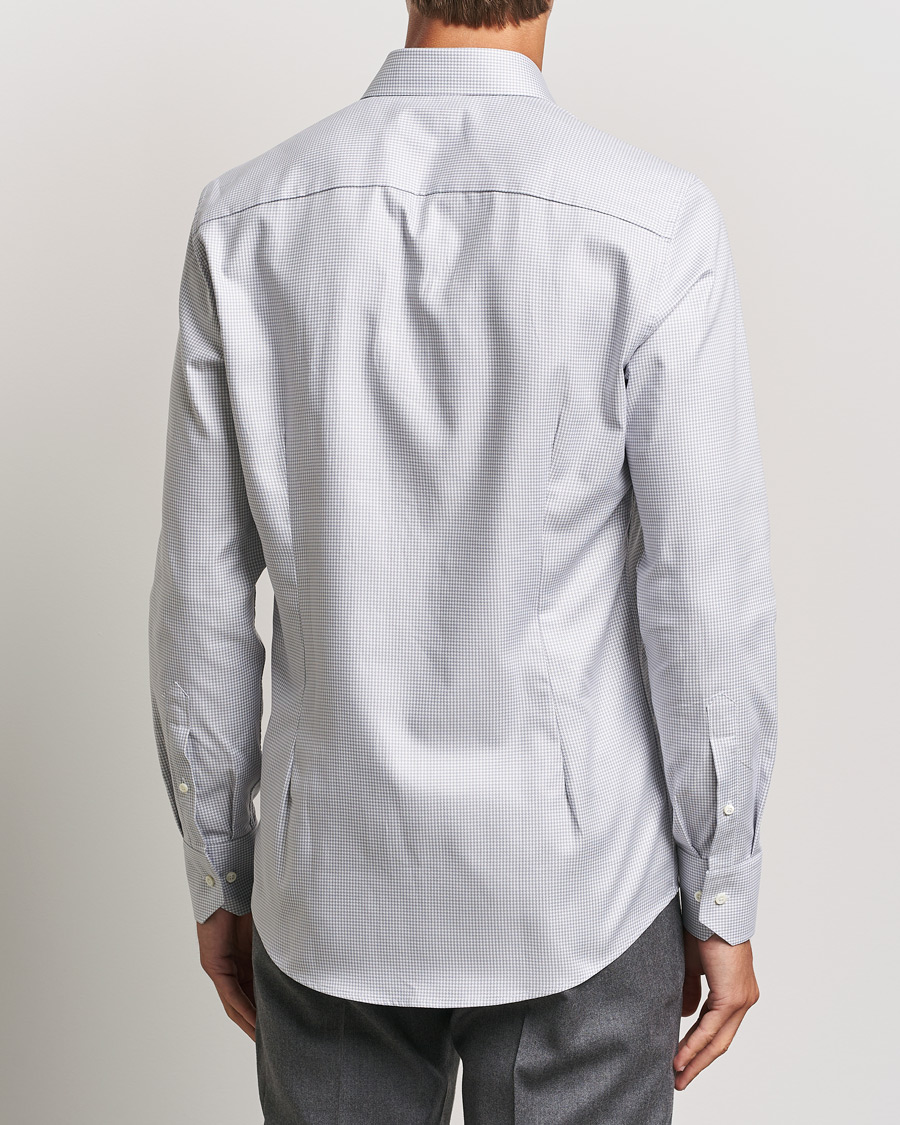 Herr | Skjortor | Stenströms | Slimline Houndstooth Cut Away Shirt Grey
